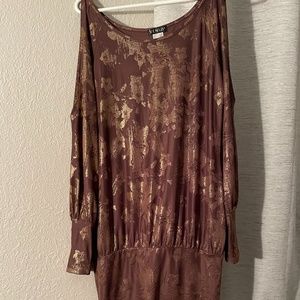 Purple and gold floral printed dress